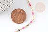 Chaine acier inoxydable doré IP 14k résine rose foncé 2mm, x1 mètre (G1035)