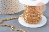 Chaine acier inoxydable doré IP 18k maille grain de café 7x4mm, x1 mètre (G5499)