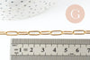 Chaine avec fermoir acier 304 inoxydable doré maille rectangle 55cm,chaine collier inoxydable, chaine large,chaine complète, x1 G9407