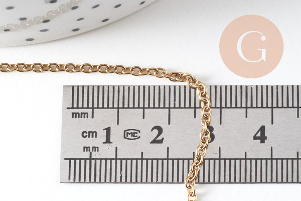 Chaine avec fermoir acier inoxydable doré IP 14k forçat 1.9mm/45cm,x1 (G2088)