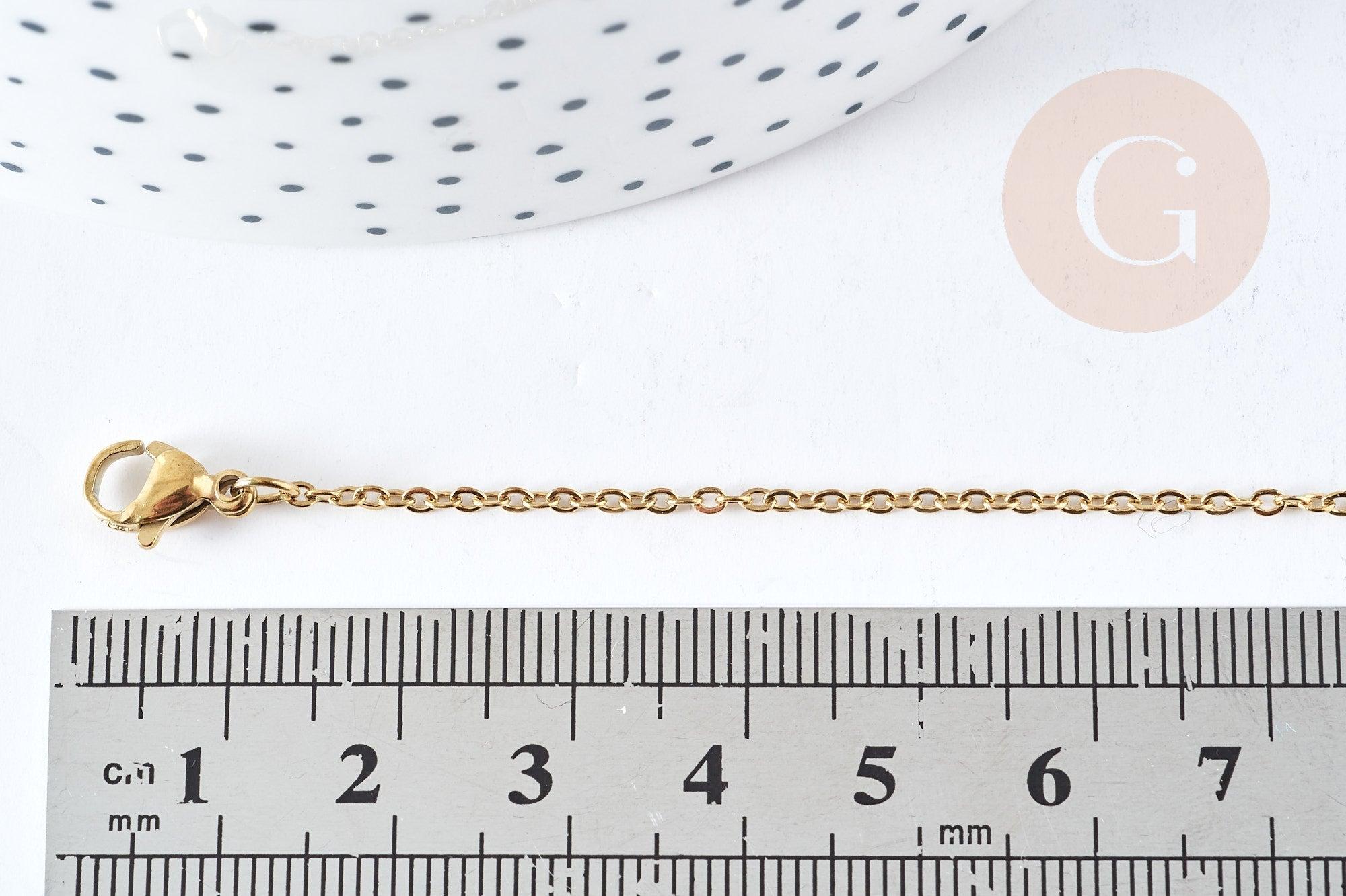 Collier collier avec fermoir maille forçat acier inoxydable 304 doré PVD 1.5mm - 45cm, x1 (G8778)