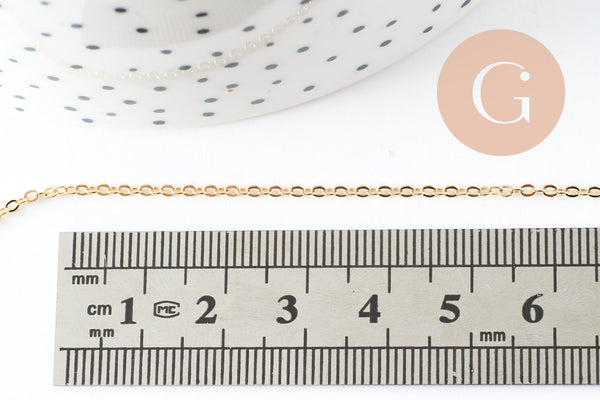 Chaine avec fermoir forçat cuivre dorée 16K 0.5microns collier 1.8mm/45cm, x1 (G5341)