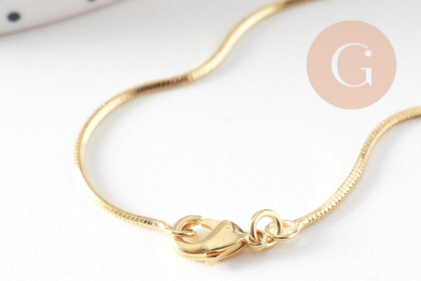 Chaine avec fermoir serpent laiton doré 43cm, x1 (G7106)