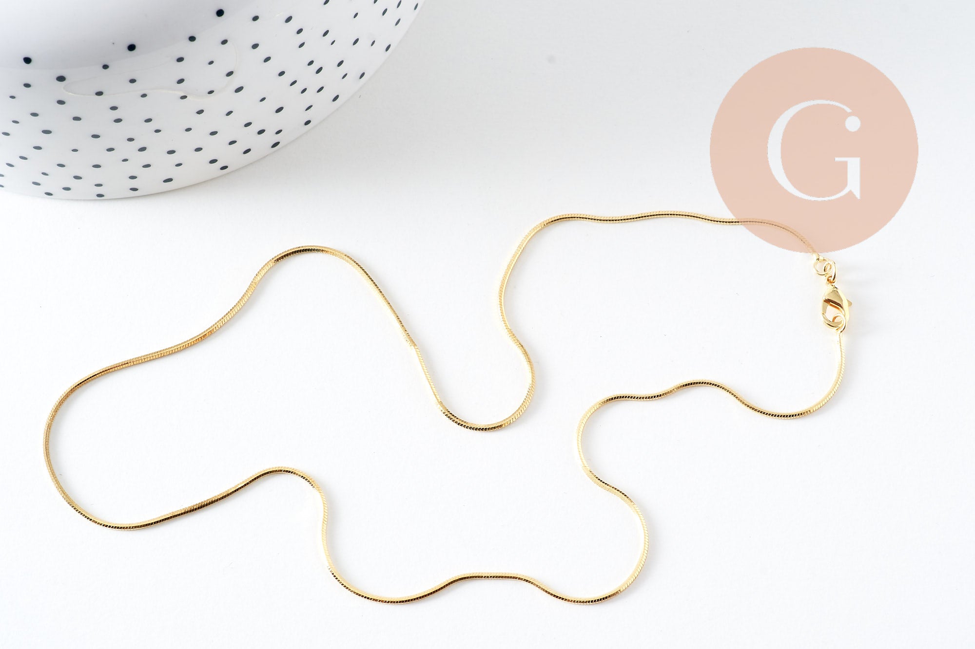 Collier Chaine avec fermoir serpent laiton doré 43cm, x1 (G7106)