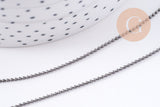 Chaine boule VINTAGE laiton gris metalgun facetté 1.2mm, x1 metre (G10587)