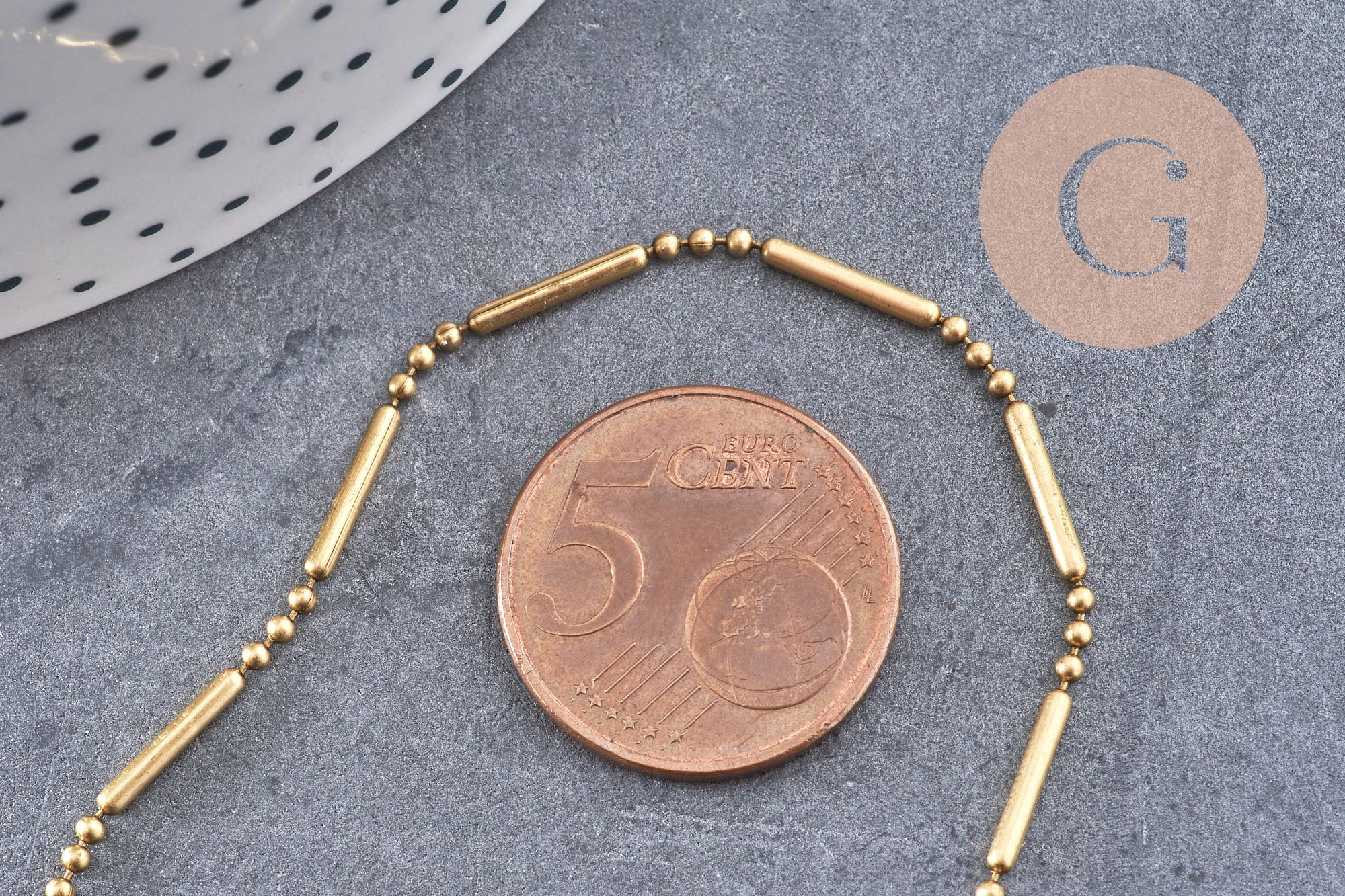 Chaine boule bambou laiton brut, chaine bijou, sans nickel, grossiste,1.5mm, x 5Mètres (G0067)