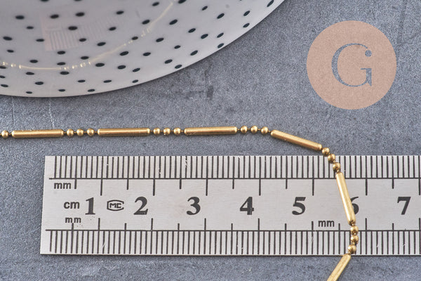 Chaine boule bambou laiton brut, chaine bijou, sans nickel, grossiste,1.5mm, x 5Mètres (G0067)