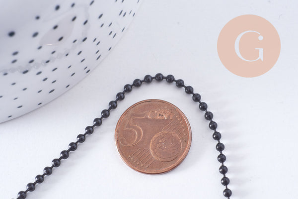 Chaine boule noire intense 2mm, x1 mètre (G10632)