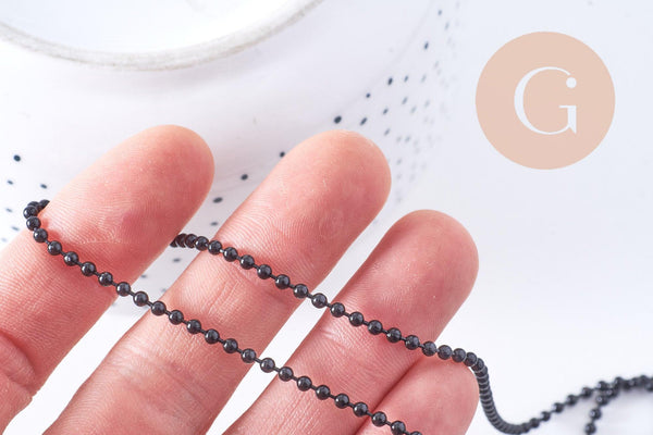 Chaine boule noire intense 2mm, x1 mètre (G10632)