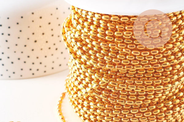 Chaine boule ovale fine laiton doré 4.6x3mm, x1 mètre (G10478)