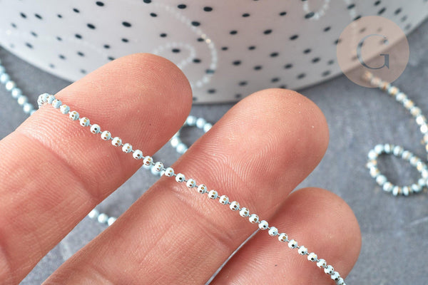 Chaine boules facettées turquoise laiton doré 1.5mm, x5 mètres (G7833)