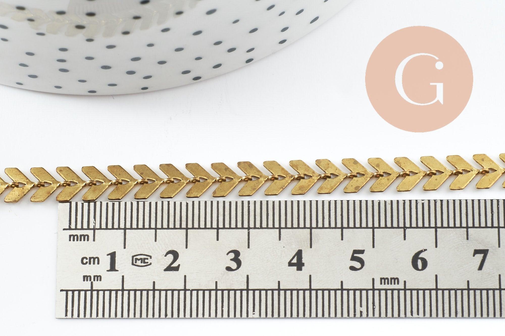 Chaine chevron laiton brut 7.5mm, x1 mètre (G9736)