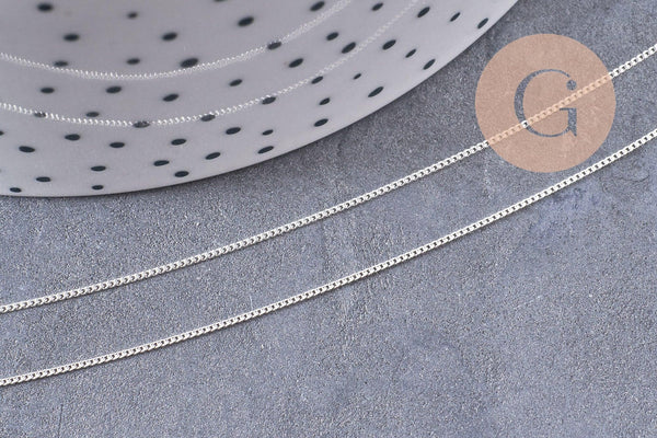 Chaine collier forçat très fine argent 925 massif 0.9mm - 45cm, x1 (G5342)