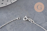 Chaine collier forçat très fine argent 925 massif 0.9mm - 45cm, x1 (G5342)