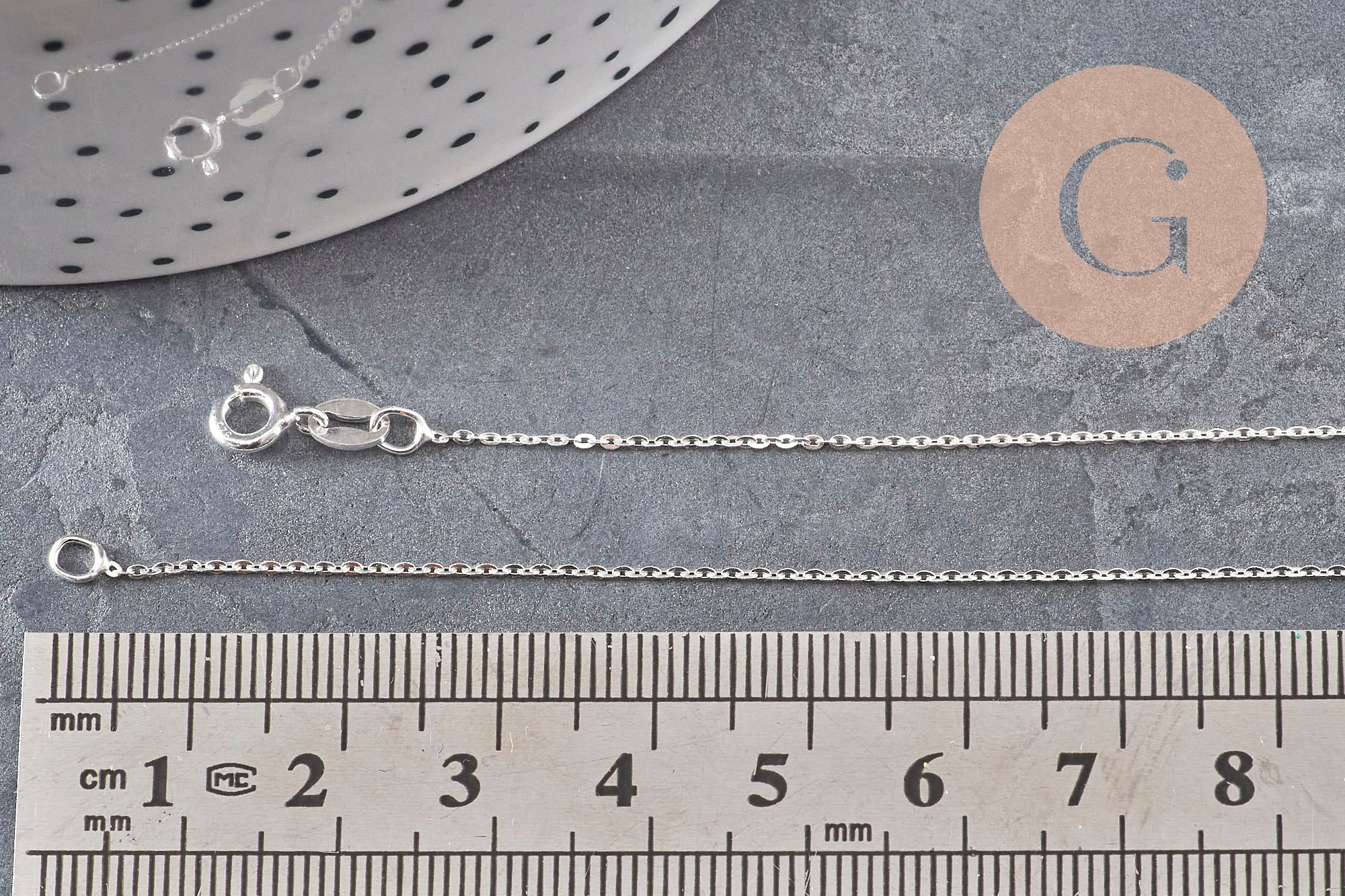 Chaine collier forçat très fine argent 925 massif 0.9mm - 45cm, x1 (G5342)