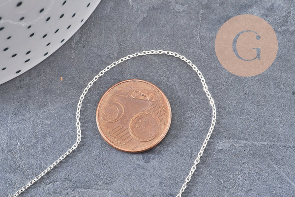 Chaine collier forçat très fine argent massif 0.8mm-45cm, x1 (G0702)