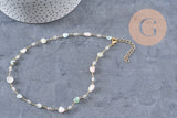 Collier Chaine collier pierre laiton doré 39.5cm, x1 (G10921)