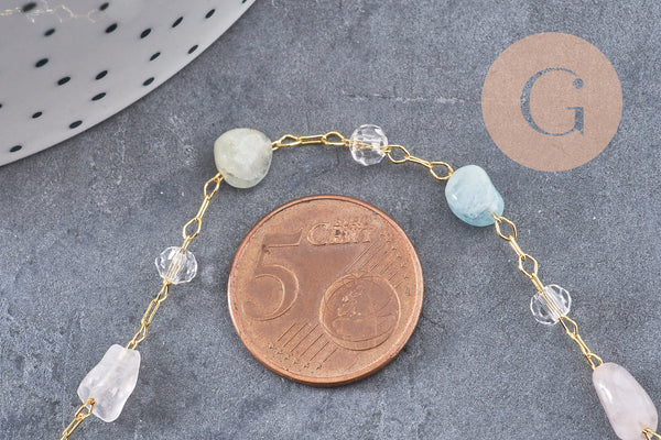 Chaine collier pierre laiton doré 39.5cm, x1 (G10921)