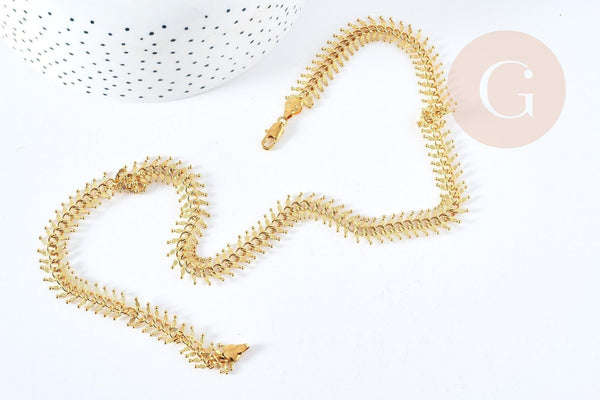 Chaine complète Fishbone acier inoxydable 304 doré 45cm,création de bijoux xxL en acier inoxydable x1 (G8358)