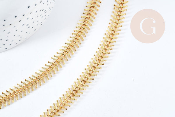 Chaine complète Fishbone acier inoxydable 304 doré 45cm,création de bijoux xxL en acier inoxydable x1 (G8358)