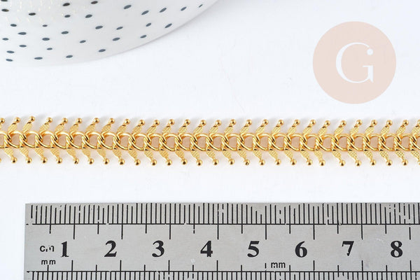 Chaine complète Fishbone acier inoxydable 304 doré 45cm,création de bijoux xxL en acier inoxydable x1 (G8358)