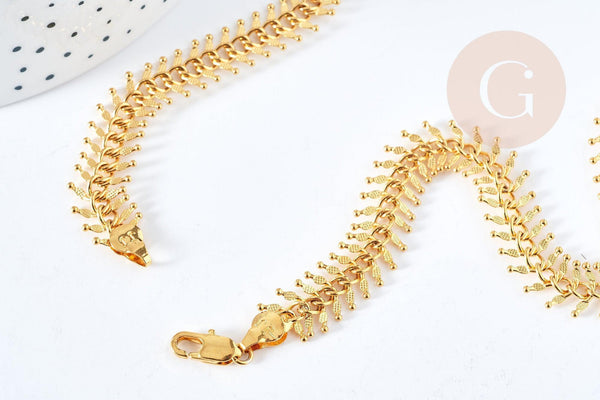 Chaine complète Fishbone acier inoxydable 304 doré 45cm,création de bijoux xxL en acier inoxydable x1 (G8358)
