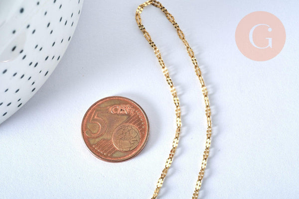 Chaine complète acier dorée 14k dentelle,collier doré,sans nickel,acier doré,chaine complète,2mm,45cm, x1 G4821