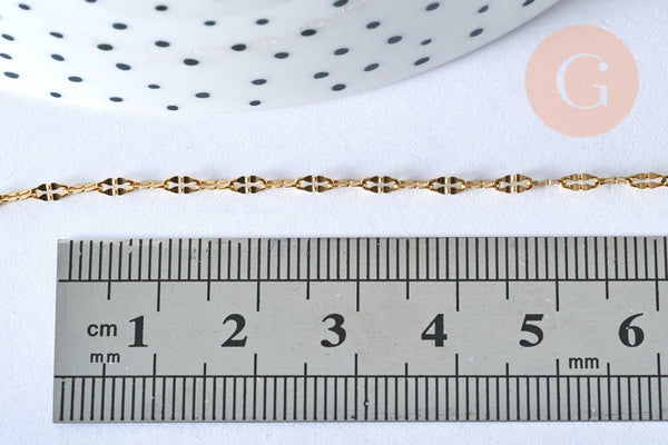 Chaine complète acier dorée 14k dentelle,collier doré,sans nickel,acier doré,chaine complète,2mm,45cm, x1 G4821