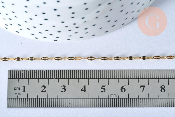 Chaine complète acier dorée 14k fantaisie,collier doré,sans nickel,acier doré,chaine complète,2mm,50cm, x1 G2995