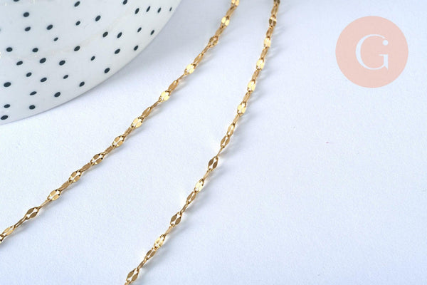 Chaine complète acier dorée 14k fantaisie,collier doré,sans nickel,acier doré,chaine complète,2mm,50cm, x1 G2995