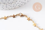 Collier Chaine complète avec fermoir acier inoxydable doré IP 14k 45cm étoile, x1 (G0430)