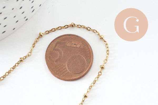 Collier Chaine complète avec fermoir acier inoxydable dorée satellite 1.5mm-45cm, x1 G9674