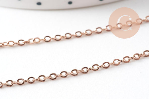Chaine complète avec fermoir acier or rose 14k forçat 1.9mm/45cm, x1 (G1102)