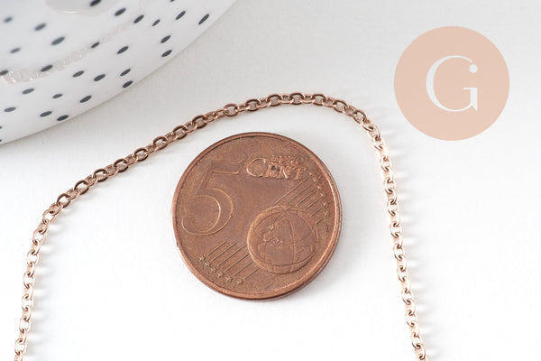 Chaine complète avec fermoir acier or rose 14k forçat 1.9mm/45cm, x1 (G1102)