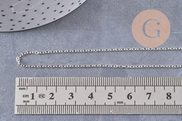 Chaine complète avec fermoir laiton argenté forçat 2mm-40cm, x1 (G0574)