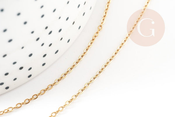 Chaine complète forçat 1.5mm acier inoxydable doré IP 45cm avec fermoir, x1 (G9371)