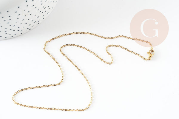 Chaine complète forçat 1.5mm acier inoxydable doré IP 45cm avec fermoir, x1 (G9371)