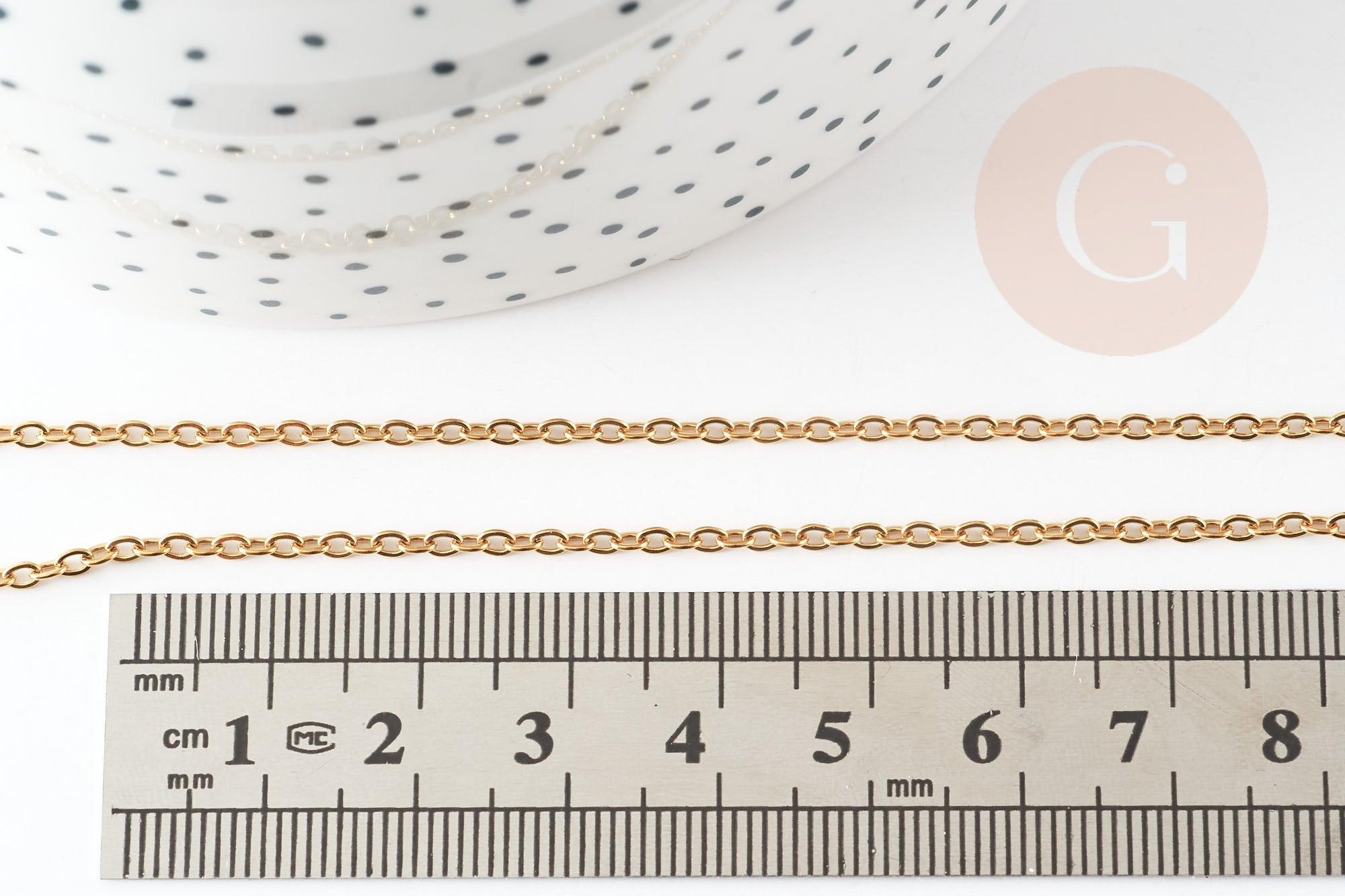 Collier Chaine complète forçat acier 304 inoxydable doré IP 2mm/50cm avec fermoir, x1 (G9300)