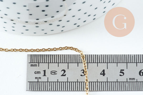 Chaine complète forçat acier inoxydable doré 1.5mm/45cm avec fermoir, x1 (G10732)