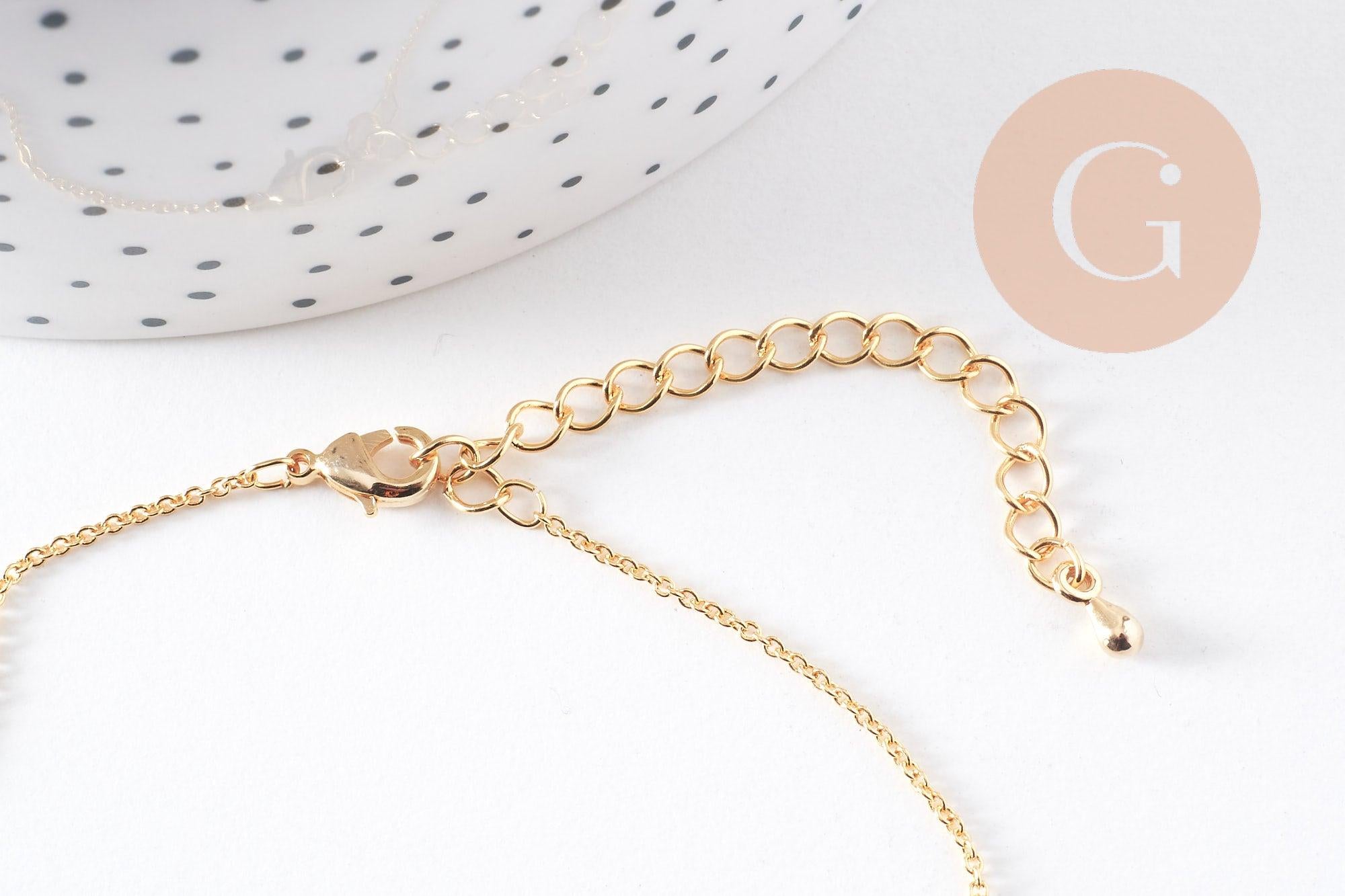Collier Chaine complète forçat avec fermoir dorée or 16K 2mm/80cm, x1 (G1123)
