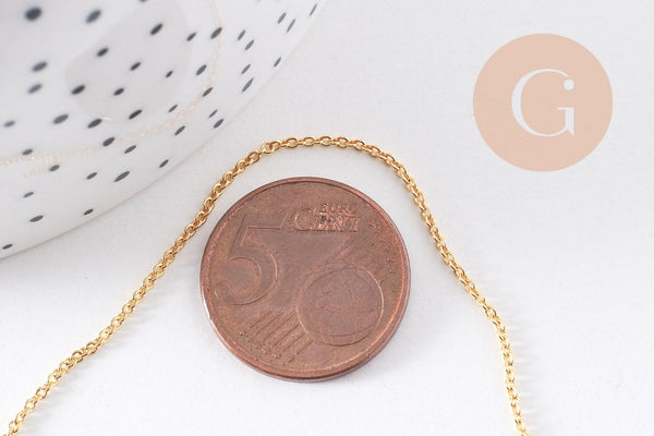 Chaine complète forçat avec fermoir dorée or 16K 2mm/80cm,chaine chaine complète doré pour création collier, x1 (G1123)