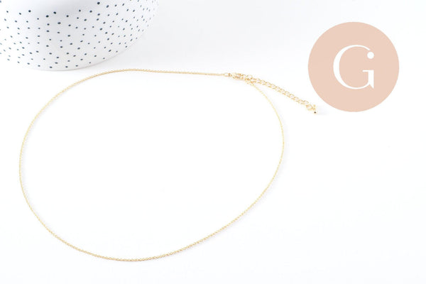 Chaine complète forçat avec fermoir dorée or 16K 2mm/80cm,chaine chaine complète doré pour création collier, x1 (G1123)