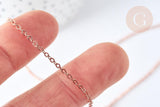 Collier Chaine complète laiton or rose forçat 45cm, collier dorée or rose, x1 (G8340)