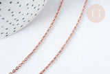 Collier Chaine complète laiton or rose forçat 45cm, collier dorée or rose, x1 (G8340)