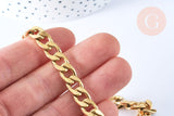 Collier Chaine complète maille cubaine acier inoxydable doré 304 - 75.4cm, x1 (G6940)