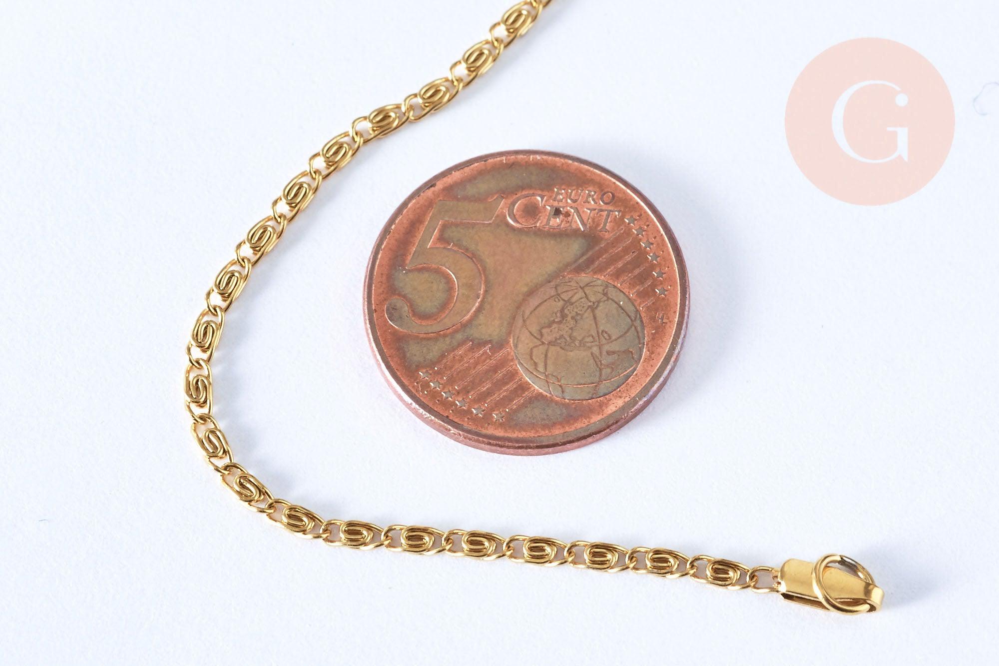 Collier Chaine complète maille myriade acier inoxydable 304 doré 44.5cm-2mm, x1 (G6976)