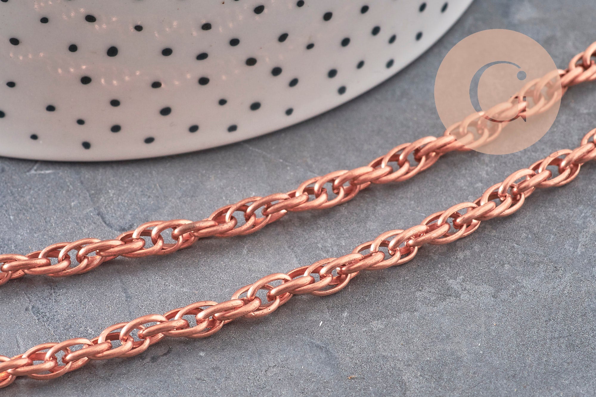 Chaine cuivre maille torsadée 7mm, x 1Mètre (G2390)