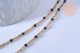 Chaine de cheville acier doré 14k résine noire chaine dorée 1.5-2mm/23cm, x1 (G3430)