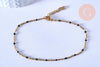 Chaine de cheville acier doré 14k résine noire chaine dorée 1.5-2mm/23cm, x1 (G3430)