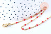 Chaine de cheville acier inoxydable doré 14k résine rouge 23cm,chaine de cheville dorée, x1 G7112